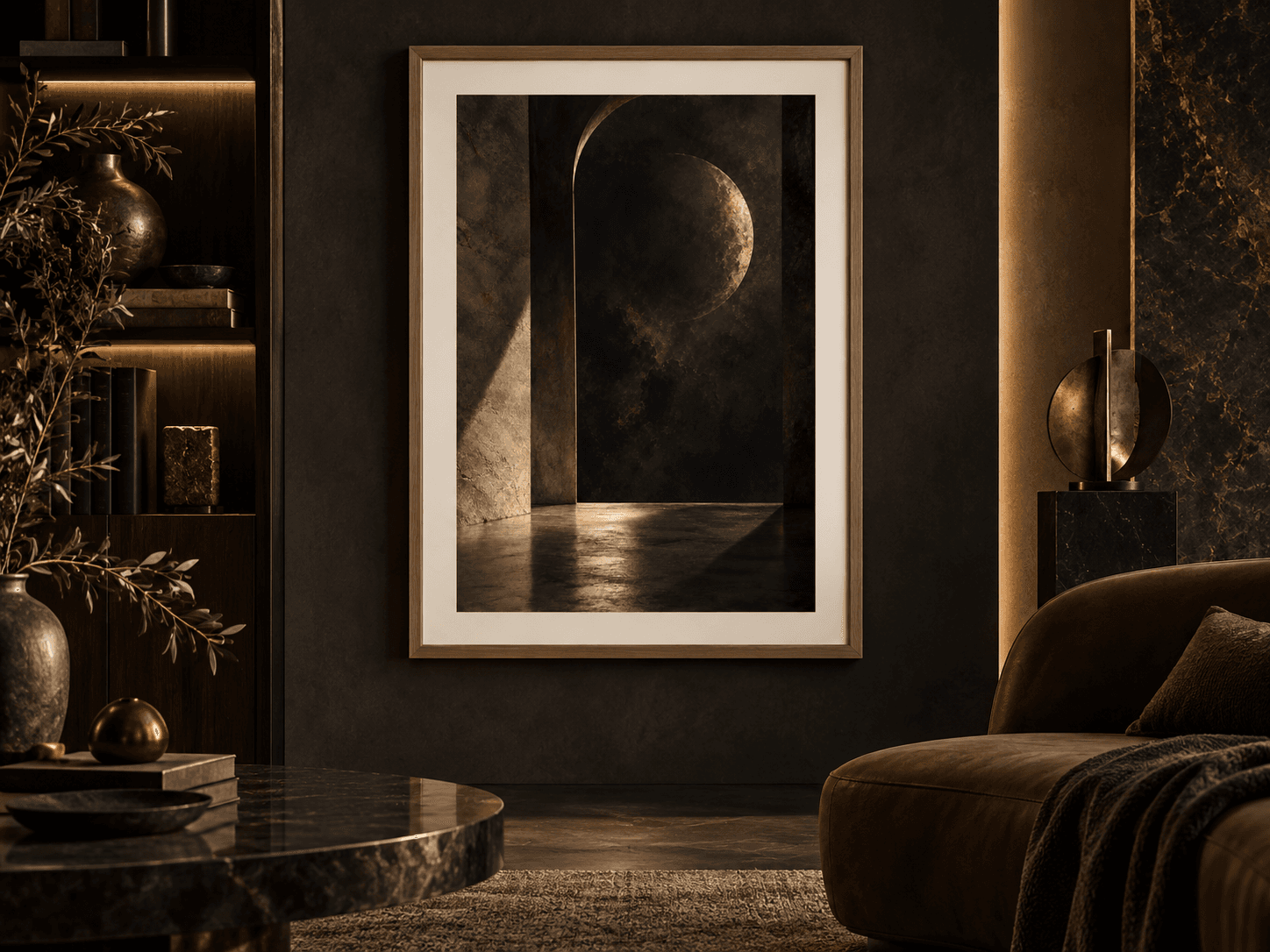 QAMAR, shown framed in a styled interior